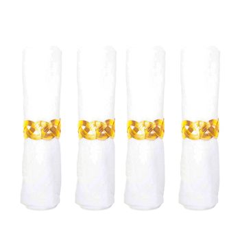 Anillos de servilleta de trenza dorados - set de 4