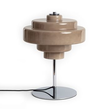 Lámpara De Mesa De Metal Y Cristal Nova Marrón ↑40 Cm