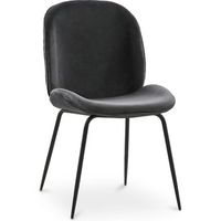 silla de comedor - tapizada en terciopelo - retro - elias gris oscuro