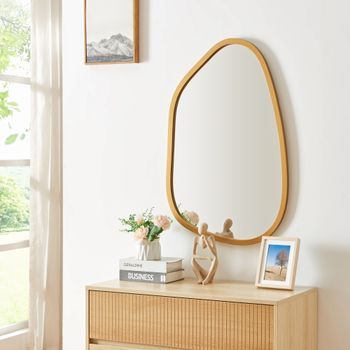 Espejo De Pared Filiano Asimétrico Con Marco Mdf 80 X 58 Cm - Dorado [en.casa]
