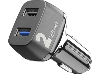 Cargador USB para coche - CellularLine CBRUSB2QC36WK, 2 USB, 18 W + W, Universal, Negro
