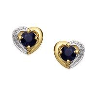9ct gold two colour sapphire and diamond stud earrings - 6mm - exclusive - g0230