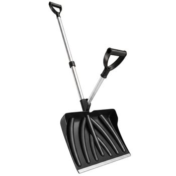 Outsunny Pala de Nieve de Aluminio Portátil con Mango de Asistencia en D, Hoja Ancha de 45 cm, Mango Desmontable, Negro