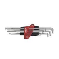 wiha juego de llaves allen en soporte prostar con cabeza esferica hexagonal con brazo corto de 10 unid en cromado mate 35480