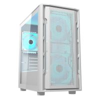 torre pc cougar uniface mini rgb blanca 3 ventiladores argb vidrio templado gaming