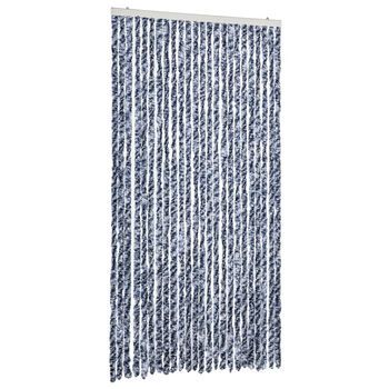 Cortina Antimoscas Chenilla Azul Y Blanco 100x230 Cm