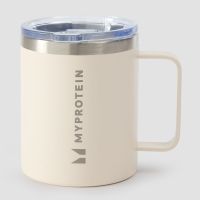 taza de cafe de metal reciclado de myprotein 350ml - crema natural