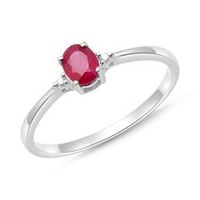 anillo oro blanco 14 quilates 2 diamantes y rubi