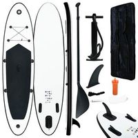 juego de tabla de paddle surf hinchable blanco y negro vidaxl