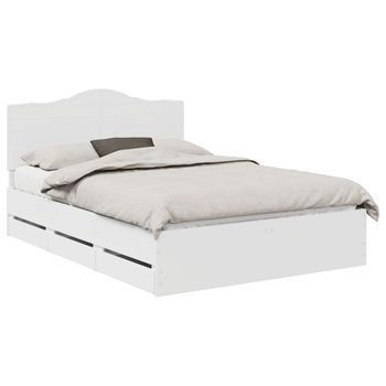 Cama Matrimonial | Cama Para Adulto | Estructura De Cama Con Cajón 140 X 190 Cm Madera Ingenieril
