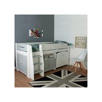 urban grey midsleeper 1 bed with pull out desk cupboard and chest of drawers