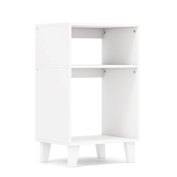Costway Mesa Auxiliar de 3 Niveles Mesita de Noche con Estantes de Almacenamiento Patas Elevadas Estructura Estable 39,5 x 29,5 x 65 cm Blanco