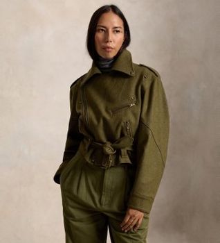Polo Ralph Lauren para mujer. 211B23927001 Chaqueta motera de lana verde (XXS), Casual
