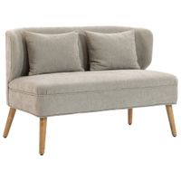homcom sofa de 2 plazas pequeno sofa de chenilla con respaldo con orejeras asiento grueso patas de madera de caucho beige   aosom espana