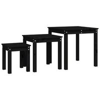 3 uds mesas apilables  mesita auxiliar  mesa de cafe madera maciza de pino negro