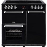 belling kensington 90e electric ceramic range cooker - black  chrome black