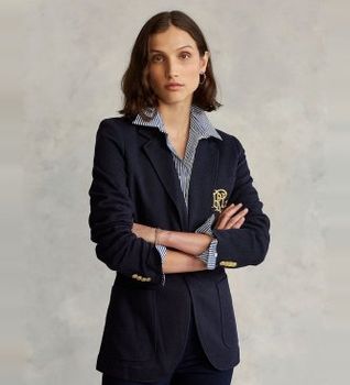 Polo Ralph Lauren para mujer. 211795348002 Blazer Active marino (40), Casual, Poliéster Reciclado, Sostenible