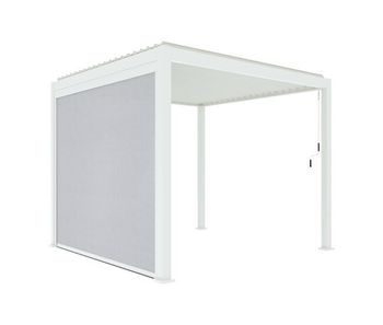 Pérgola bioclimática 3x3m v2 + 1 toldo vertical de 3m, triomphe 3x3m + accesorio, blanco, 301x301x250 cm