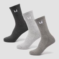 mp unisex crew socks 3 pack - grey - uk 6-8