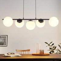 lampara colgante de mesa de cristal negro e27 - 5 llamas altura ajustable para comedor sala de estar y bar zmh