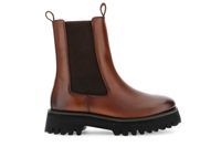 botines de piel con elastico cognac