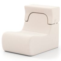 costway silla de piso para adultos sofa perezoso con reposacabezas desmontable funda de terciopelo hielo lavable y relleno de espuma elastica beige