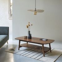 mesa de centro de madera de mindi maciza con acabado nogal 130 cm