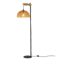 lampara de pie madera y pantalla de cuerda de yute color beige salvia - e27