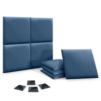 dhome juego de 8 paneles tapizados de pana premium pack autoadhesivos para pared acusticos absorbentes proteccion impactos azul 60x60cm x8