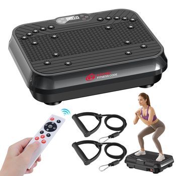 Plataforma Vibratoria F1 Para Fitness Con 250 Niveles De Intensidad, Control Remoto Y Bandas De Resistencia,negro,rattantree