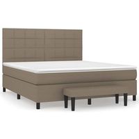 cama tapizada 203x160x128 cm tejido 100  poliester contrachapado y madera tratada - taupe