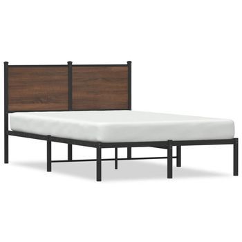 Estructura De Cama Sin Colchón Metal Marrón Roble 120x190 Cm Vidaxl