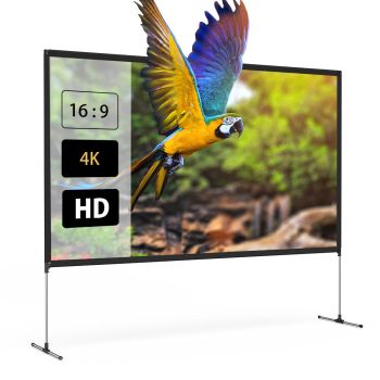 Pantalla de proyector BlitzWolf® BW-VS6 de 80/100/120 pulgadas con soporte estable,resolución 4K,16:9,plegable,antiarrug