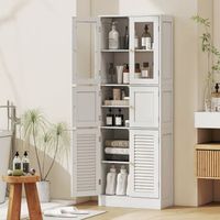 armario de bano alto de mdf homcom 60x30x170 cm blanco