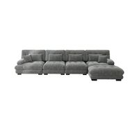 sofa modular 4 plazas - l-formico con ottoman movil y combinacion diy - chenille gris