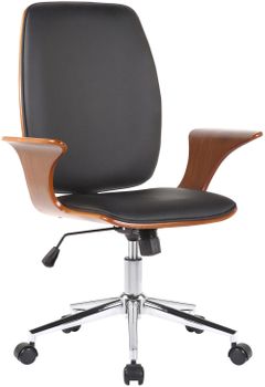 Silla de oficina giratoria regulable en simil cuero nogal/negro