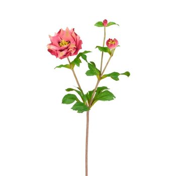 Tallo de rosa artificial con capullo rosa y amarillo h49