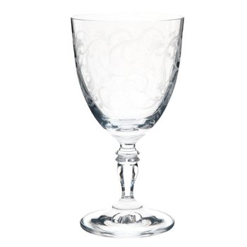 Copa de vino vidrio transparente con flores
