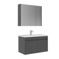 conjunto de mueble con lavabo y espejo 2 piezas  - 85 x 45 x 52 cm - gris