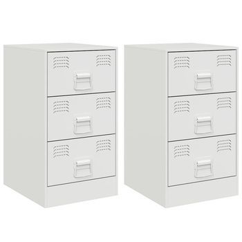 Pack 2 Uds Mesitas De Noche | Mesa Auxiliar | Mesilla Acero Blanco 34,5x39x62 Cm