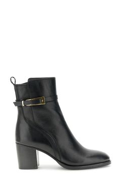 botines de piel con hebilla lateral decorativa black 37