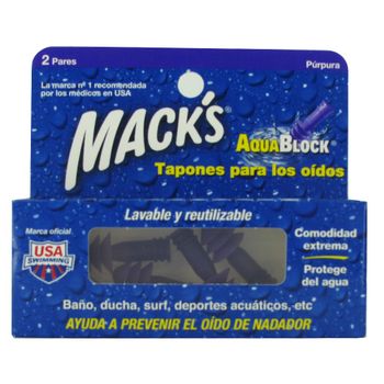 Macks Aquablock tapones para los oidos 2 pares