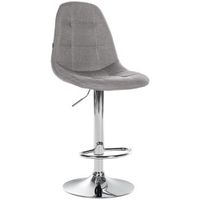 taburete de bar x1 con reposapies asiento giratorio regulable en altura en tela gris estructura de metal cromado 100004846