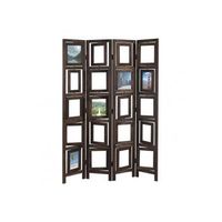 biombo de madera marron de 4 paneles con portafotos 160x125cm par04029