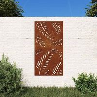 adorno de pared de jardin acero corten diseno de hoja 105x55 cm cfw37574