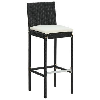 Pack 4 Uds Taburetes Altos | Taburete De Cocina | Taburetes De Bar De Jardín Cojines Ratán Sintético Negro