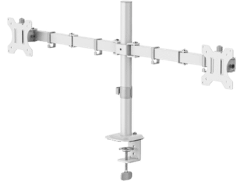 Soporte monitor - Hama 00220904, Hasta 12 kg, 2 Brazos, Rotatorio,Inclinable,Orientable, VESA 75x75 a 100x100, Blanco