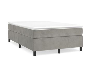 Cama box spring con colchón terciopelo gris claro 120x200 cm