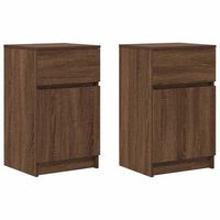 pack 2 uds mesillas de noche  mesita de noche madera roble marron 39x35x65 cm