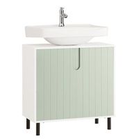 mueble para debajo del lavabo fregadero armario de bano de suelo con 2 puertas 60 x 30 x 60 cm verde y blanco bzr139-gr sobuy es